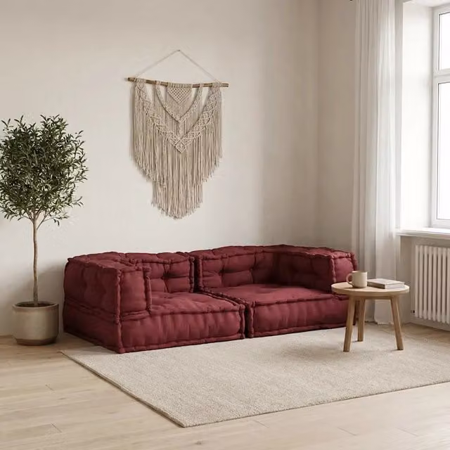Divano Modulare a 2 Posti vidaXL Soft Body in Tessuto Marrone Rossiccio L: 140 cm, P: 70 cm, H: 36 cm