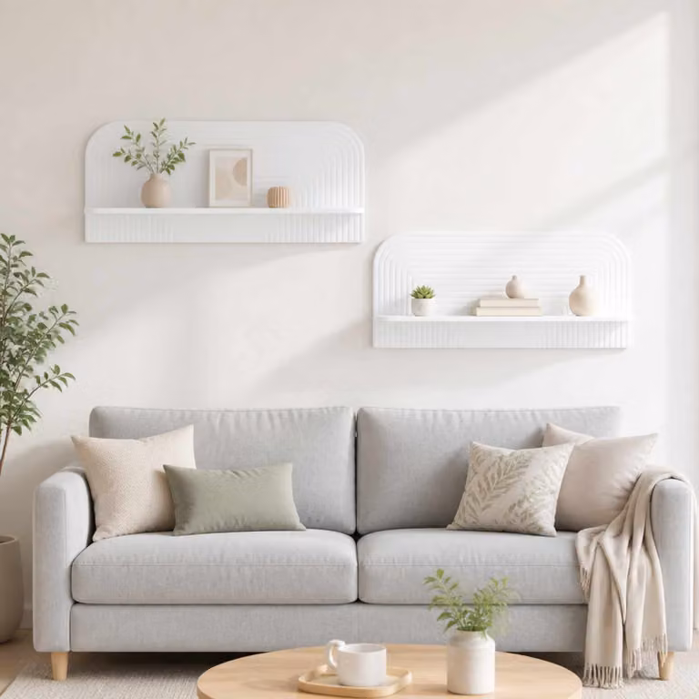 Set di 2 Scaffali da parete vidaXL Bianco Lucido L: 102 cm, P: 37,5 cm, H: 13,5 cm