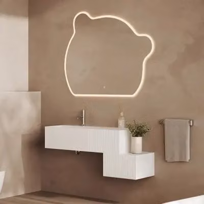 Mobile sospeso Tevere bianco opaco con lavabo in resina e design cannettato L: 100 cm