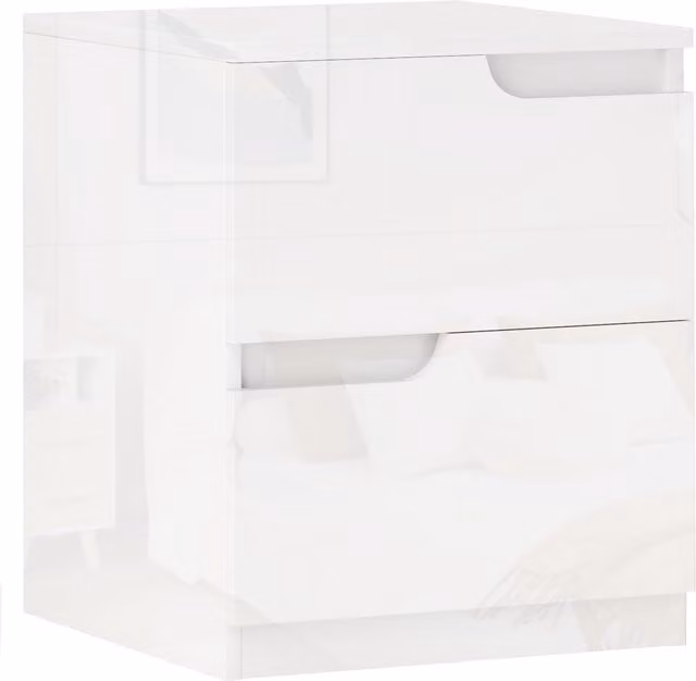 Cassettiera moderna HOMCOM in legno con 2 cassetti e design lucido, Bianco, L 40 cm x P 40 cm x H 48 cm