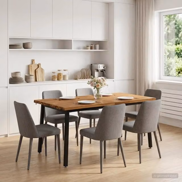 Tavolo da pranzo moderno vidaXL in legno di acacia con bordo vivo, colore marrone, L/P/H: 160 x 70 x 75 cm