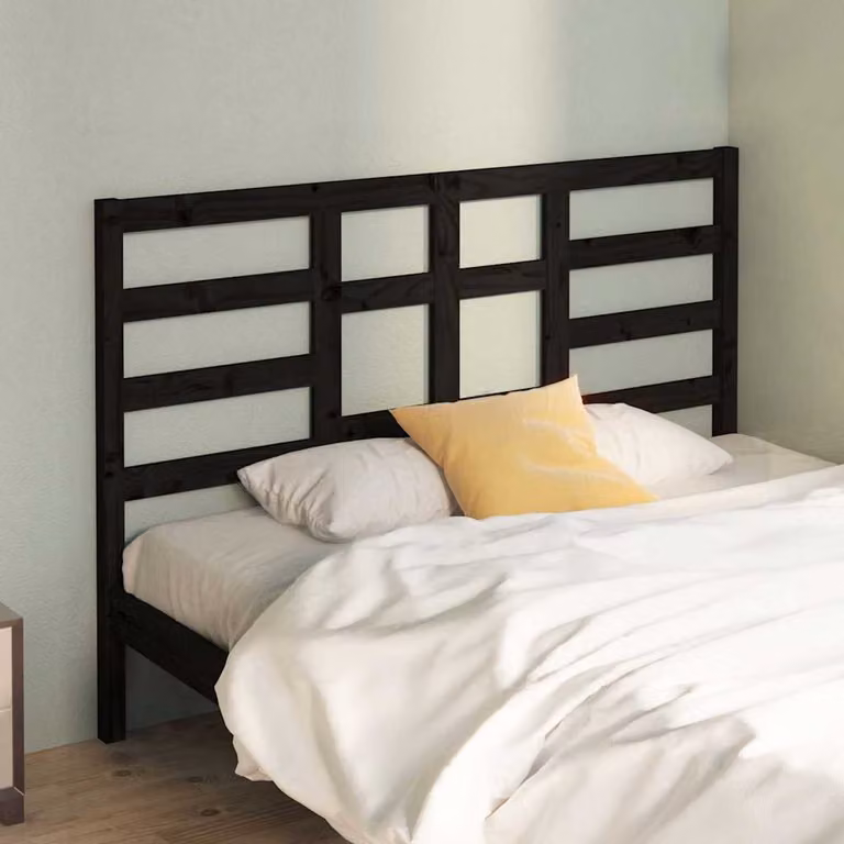 Testiera per letto vidaXL in legno massello di pino nero, stile rustico, L 126 cm x P 4 cm x H 104 cm