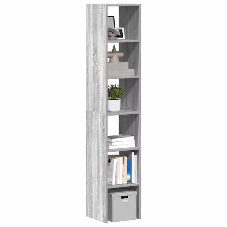 Set di 2 librerie impilabili vidaXL in truciolato e MDF, colore grigio Sonoma, L/P/H: 30 x 30 x 80 cm