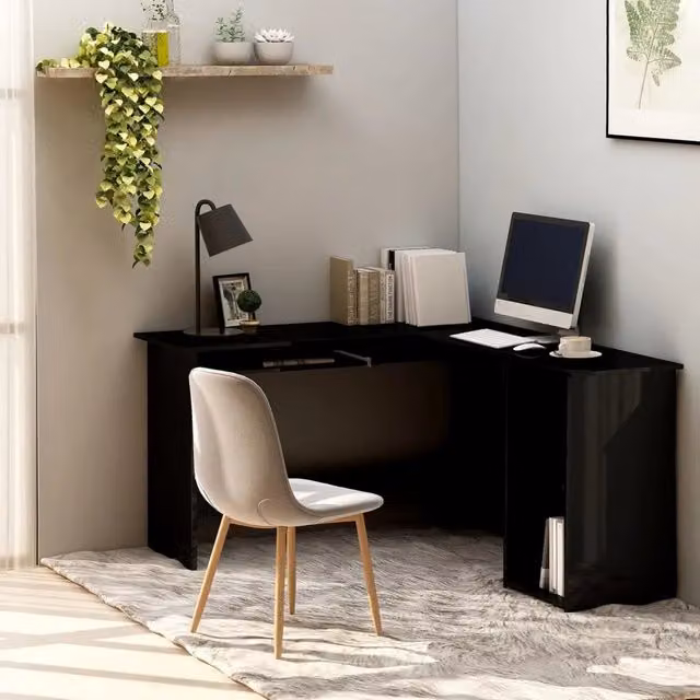Scrivania Angolare a L vidaXL Nero Lucido in MDF Laminato L/P/H: 120 x 140 x 75 cm