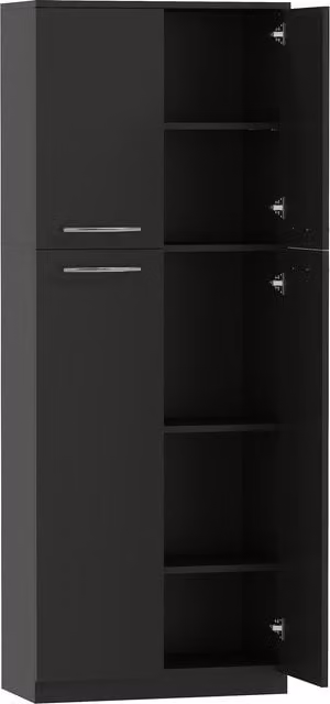Mobile Contenitore Minimalist HOMCOM in Legno Nero con 2 Armadietti e Mensole Regolabili, L: 59 cm, P: 31 cm, H: 155 cm