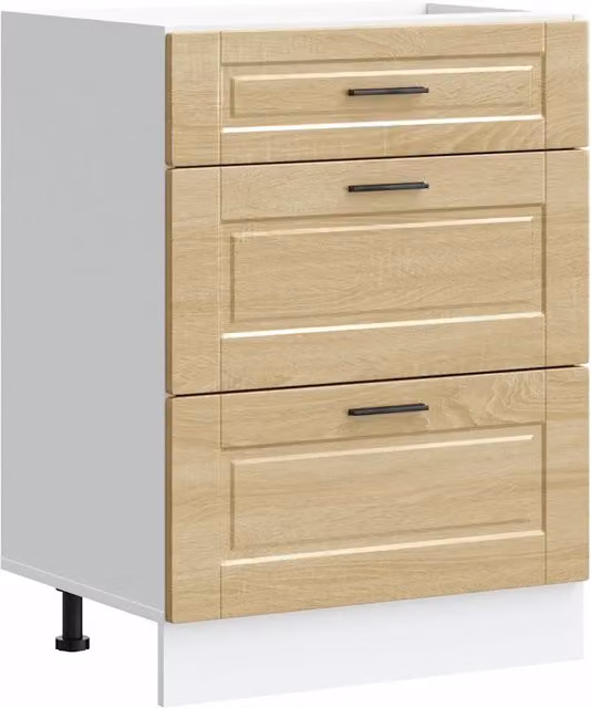 Mobile da cucina Porto in legno composito rovere Sonoma marrone con ante e cassetti, L: 60 cm, P: 46 cm, H: 81,5 cm