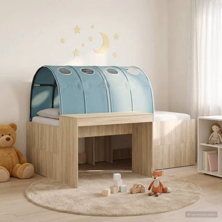 Letto alto per bambini vidaXL con scrivania in legno ingegnerizzato, L/P/H: 193 x 120 x 133,5 cm
