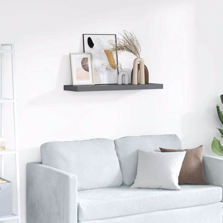 Set di 2 mensole vidaXL per foto in MDF grigie, L: 80 cm, P: 9 cm, H: 3 cm