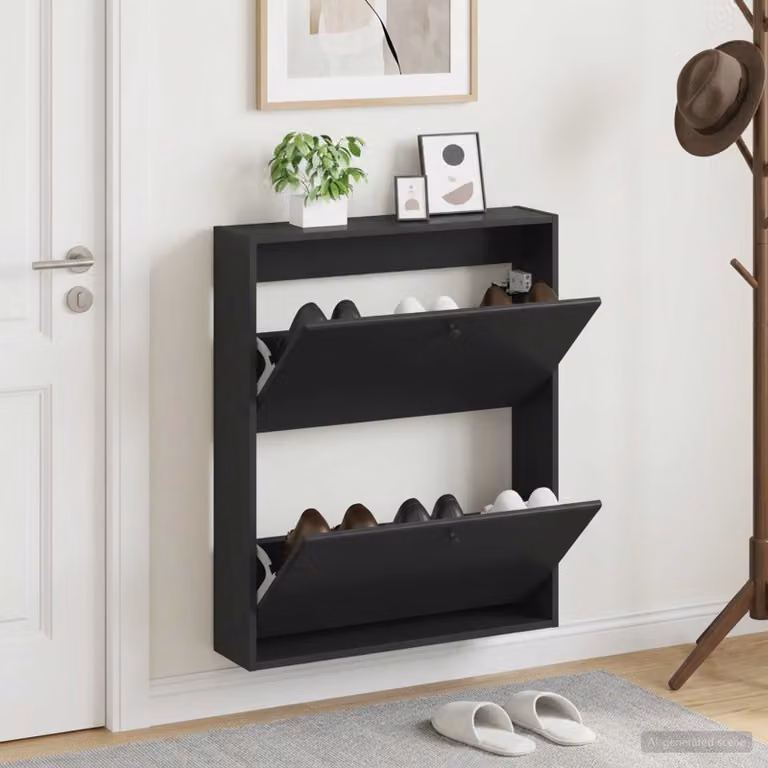 Mobiletto per scarpe da muro vidaXL BREDA moderno nero L: 71 cm, P: 17 cm, H: 86 cm