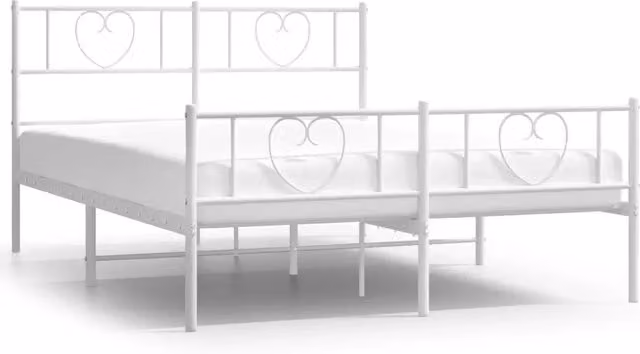 Letto matrimoniale DESIGN IN con testiera e pediera in metallo bianco L/P/H: 140 x 190 cm