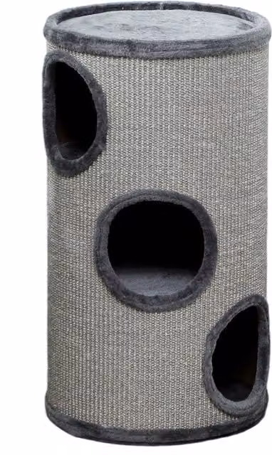 Cuccia per gatti PawHut a 3 livelli con tiragraffi in sisal e peluche, Grigio, Ø38 x 70 cm