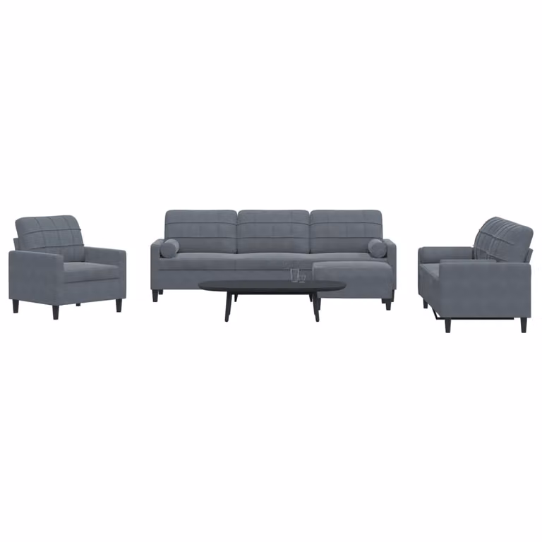 Set di divani 4 pezzi vidaXL in velluto grigio con pouf e cuscini per soggiorno
