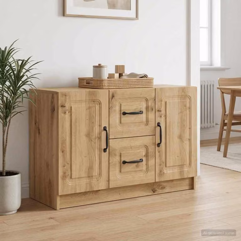 Credenza moderna vidaXL in rovere marrone, L: 89 cm, P: 34,5 cm, H: 57 cm