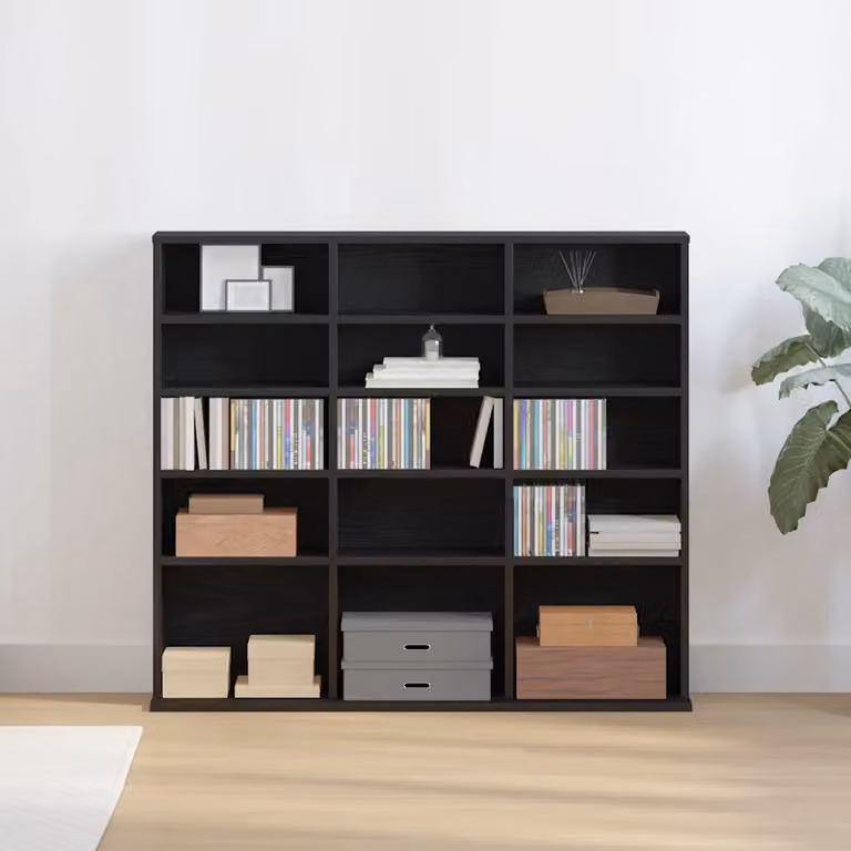 vidaXL Mobile Porta CD Rovere Nero in Legno Multistrato L: 100 cm, P: 23 cm, H: 89,5 cm