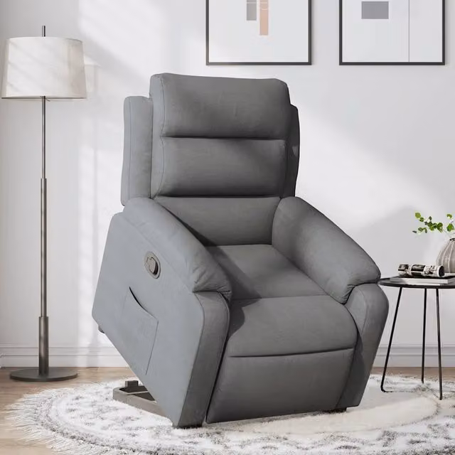 Poltrona Alzapersona Reclinabile con Assistenza Elettrica vidaXL Grigio con Braccioli e Imbottitura in Schiuma