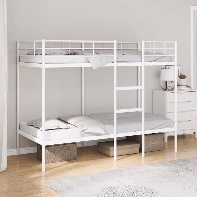 Letto a castello in metallo vidaXL per bambini, colore bianco, L/P/H: 200 x 120 x 195,5 cm
