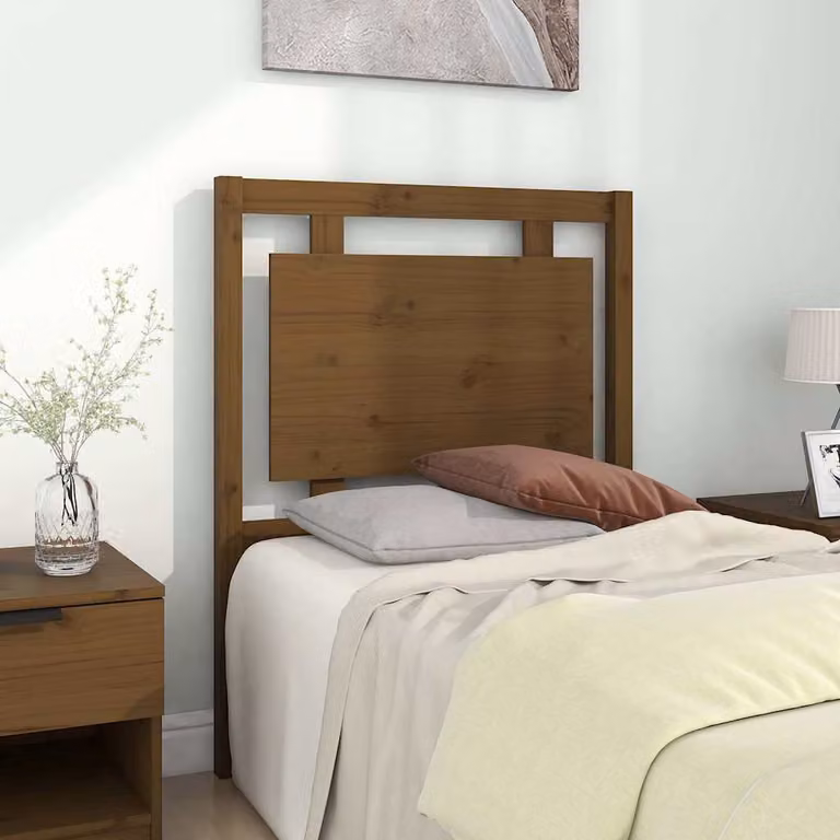 Testiera per letto vidaXL in legno massello di pino, colore marrone, L: 80,5 cm, P: 4 cm, H: 100 cm