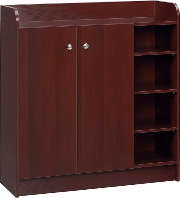 Armadio Scarpiera Moderno HOMCOM in Legno Marrone per 12 Paia di Scarpe con Ripiani Interni e Ante a Battente, L: 83 cm, P: 30 cm, H: 90 cm