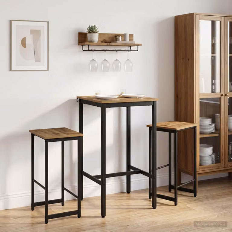 Set di 2 sgabelli da bar vidaXL in stile moderno, colore rovere marrone, L/P/H: 40 x 32 x 64 cm