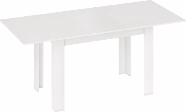 Tavolo da pranzo allungabile HOMCOM bianco con piano in MDF laminato e struttura in metallo, ideale per 6-8 persone, L/P: 140/180 x 80 cm