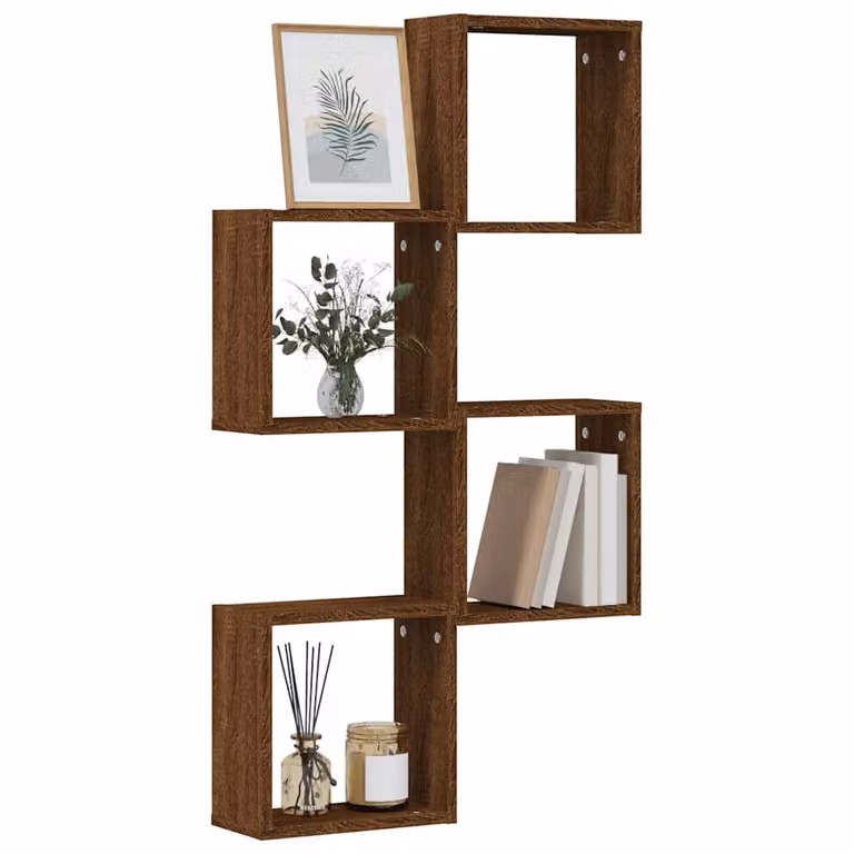 Set di 4 mensole a cubo vidaXL da parete, colore marrone, L 30 cm x P 15 cm x H 30 cm