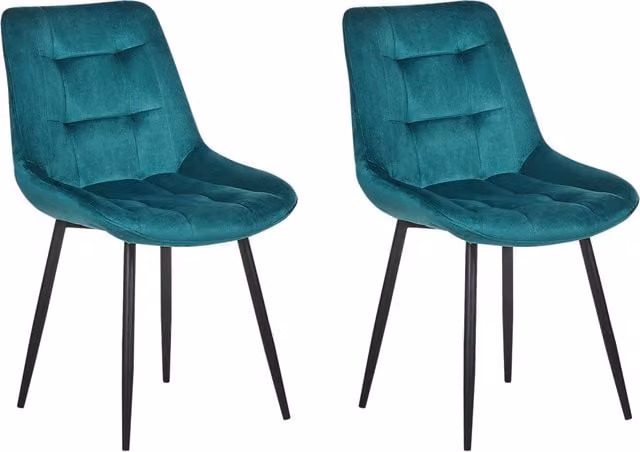 Set di 2 sedie da pranzo moderne BELIANI in velluto blu con gambe in metallo nero