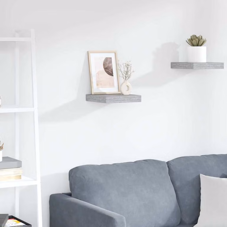 Scaffale a Parete vidaXL in MDF e Metallo, Grigio Cemento, L 23 cm x P 23,5 cm x H 3,8 cm