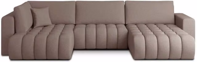 Divano angolare convertibile BONITA MEUBLORAMA beige, 6 posti, con funzione letto e chaise longue a destra, L/P/H: 350 x 175 x 92 cm