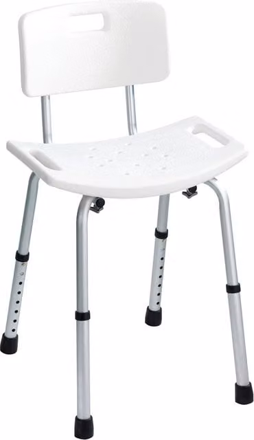 Sgabello da doccia con schienale Wenko bianco in plastica e metallo