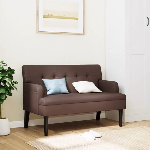 Panca con schienale vidaXL in similpelle marrone per soggiorno o ufficio L: 112 cm, P: 65,5 cm, H: 75 cm