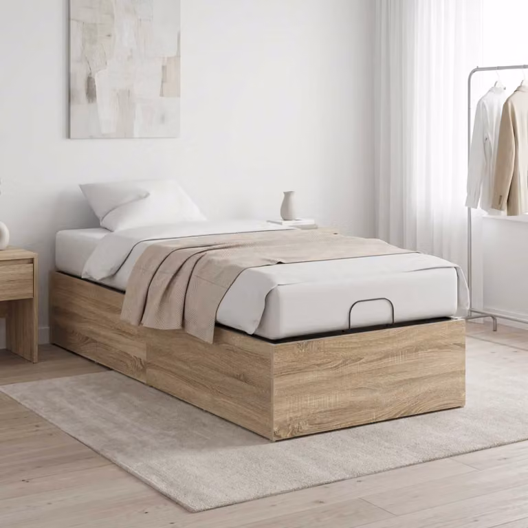 vidaXL Giroletto per rete letto regolabile in legno e metallo, colore marrone, L: 70 cm, P: 200 cm