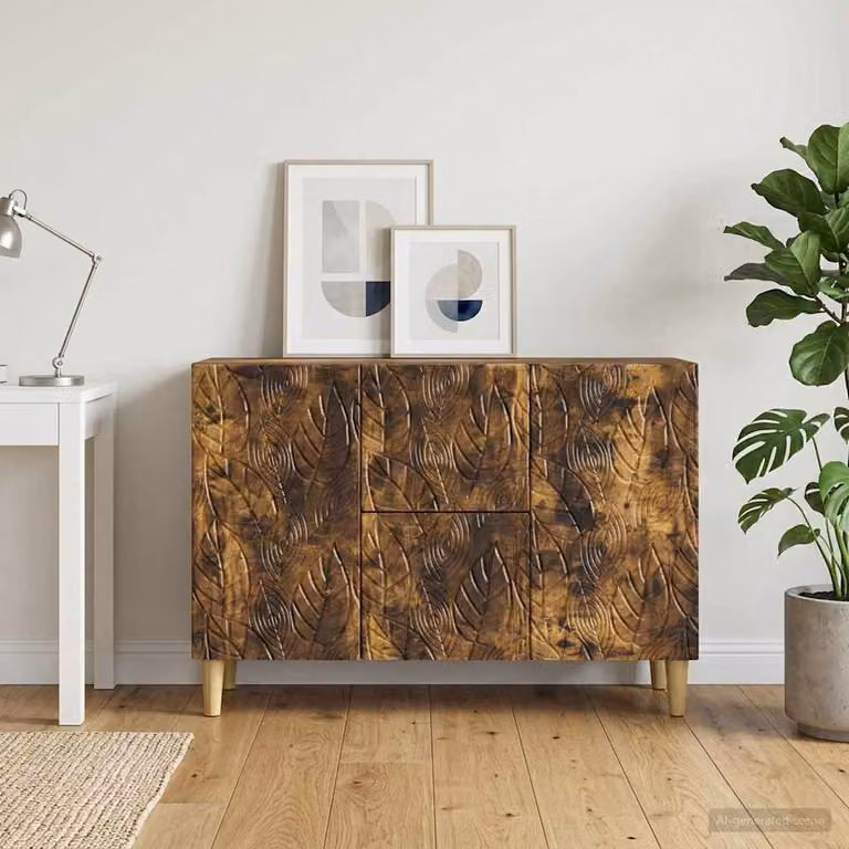 Credenza moderna vidaXL in legno color rovere fumo L: 89 cm, P: 34,5 cm, H: 60 cm