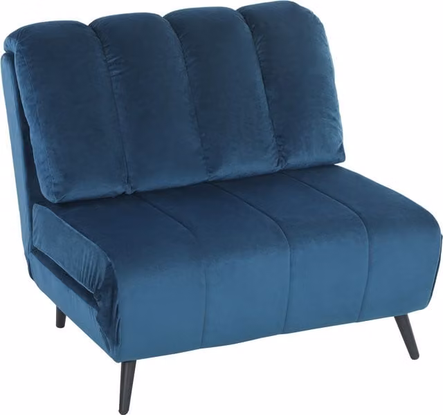 Poltrona Letto Pieghevole Trasformabile HOMCOM in Velluto Blu con Schienale Regolabile e Imbottitura in Schiuma