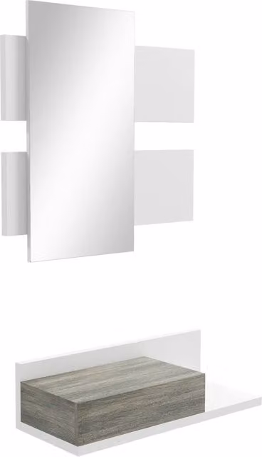 Set Mobile Ingresso Sospeso Xylo con Specchio e Cassetto Bianco e Grigio L 75 cm x H 75 cm x P 30,5 cm