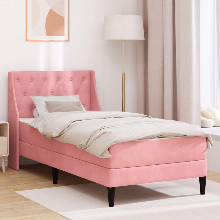 Letto imbottito con materasso vidaXL in velluto rosa L 80 cm x P 200 cm x H 96 cm