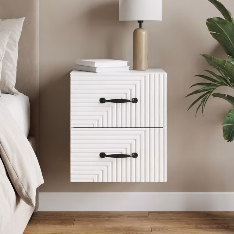 vidaXL Mobiletto da notte sospeso Bianco Lucido L: 34,5 cm, P: 33 cm, H: 40 cm