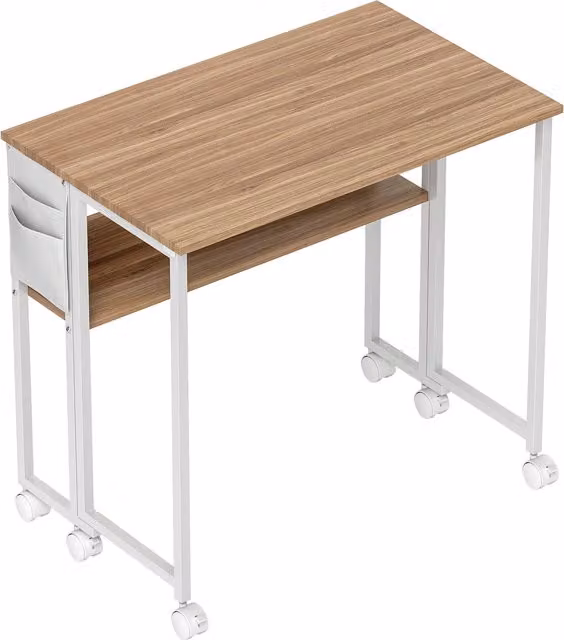 Scrivania Pieghevole HOMCOM con Ripiano Aperto, Trasformabile in Tavolino Laterale, L 80 x P 50 x H 75 cm, Legno Naturale Beige e Marrone