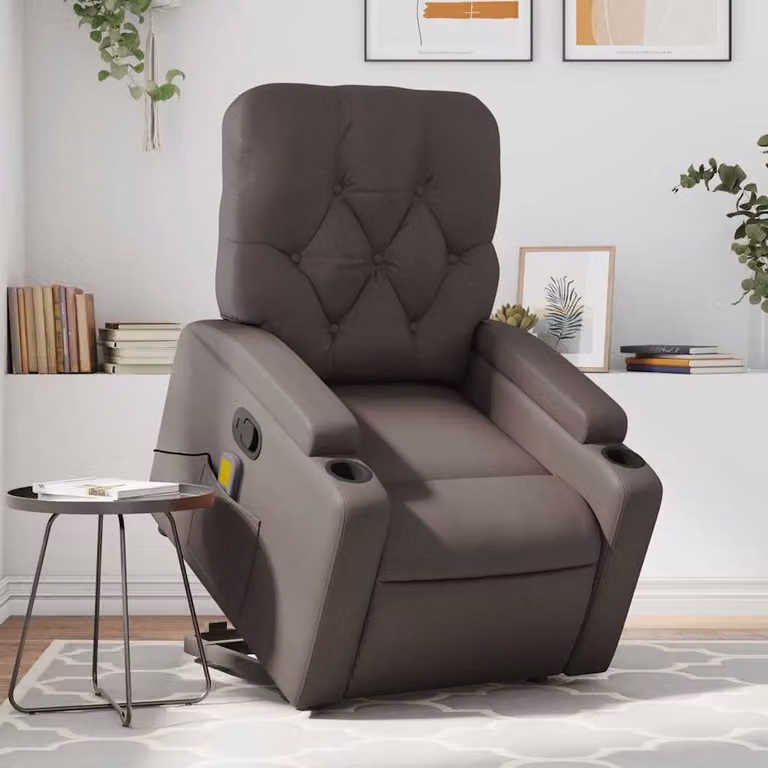 vidaXL Poltrona Alzapersona Reclinabile con Assistenza Elettrica in Similpelle Marrone