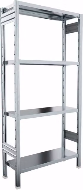 Scaffalatura in metallo zincato silver per magazzino e ufficio Castellani Shop L: 120 cm, P: 40 cm, H: 180 cm