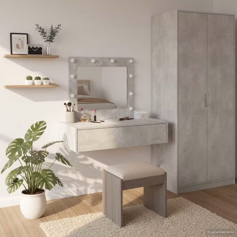 vidaXL Tavolo da Trucco Moderno in MDF Grigio L: 83 cm, P: 40 cm, H: 70 cm