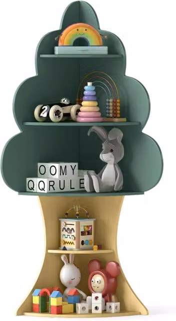 Libreria ad albero angolare Design Mania per bambini, colore verde, H 132 x L 48 x P 29,5 cm