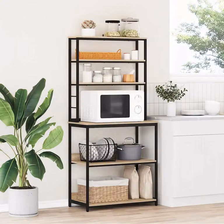 vidaXL Mensola da cucina a 5 livelli in stile industrial, colore marrone, L 80 cm x P 40 cm x H 168 cm