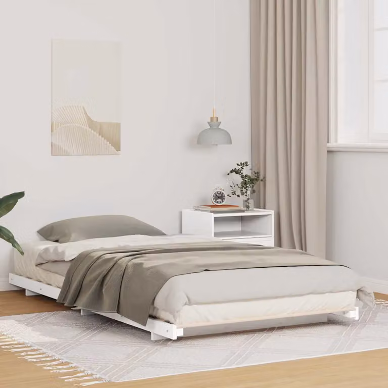 Struttura del letto vidaXL in pino massello bianco L: 100 cm, P: 200 cm, H: 210 cm