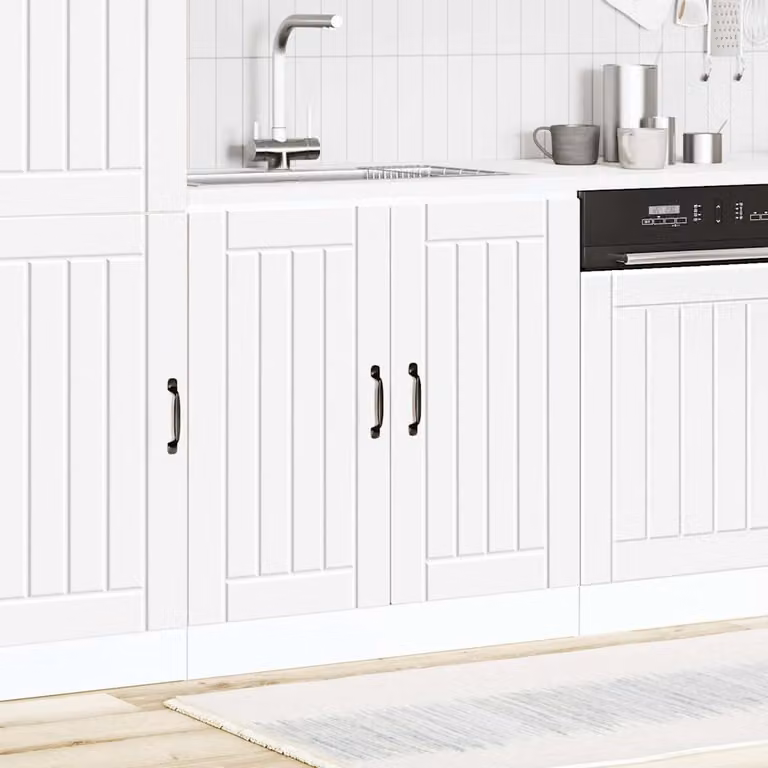 Base lavello mobile vidaXL Lucca bianco in legno multistrato e MDF con ante a battente per cucina moderna L: 81,5 cm, P: 46,0 cm, H: 80,0 cm