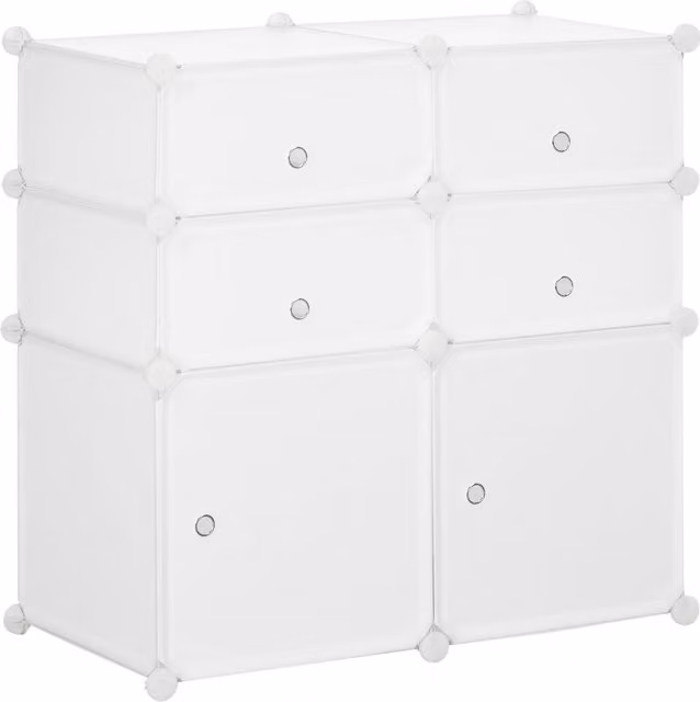 Armadio Scarpiera Modulare HOMCOM in Plastica e Metallo, Bianco, L: 75 cm, P: 37 cm, H: 73 cm