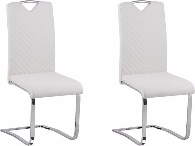 Set di 2 sedie da pranzo BELIANI moderne in ecopelle bianco lucido con base a sbalzo e schienale alto