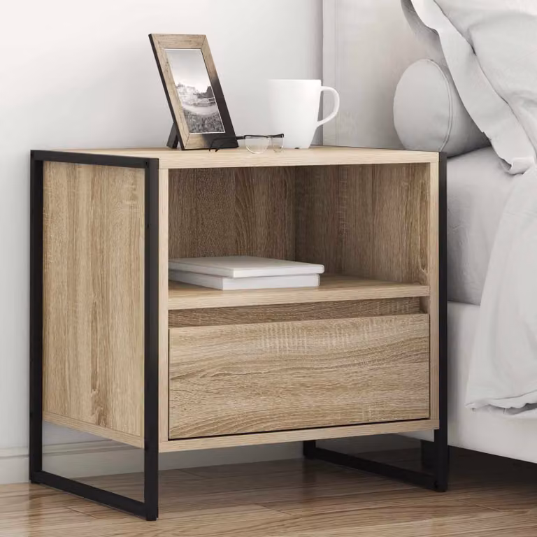 Comodino vidaXL in stile industrial color rovere, L 50 cm x P 39,5 cm x H 50 cm