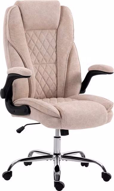 Poltrona da Ufficio Ergonomica HOMCOM in Velluto Rosa con Braccioli Ribaltabili e Altezza Regolabile, L/P/H: 70 x 70 x 114-122 cm