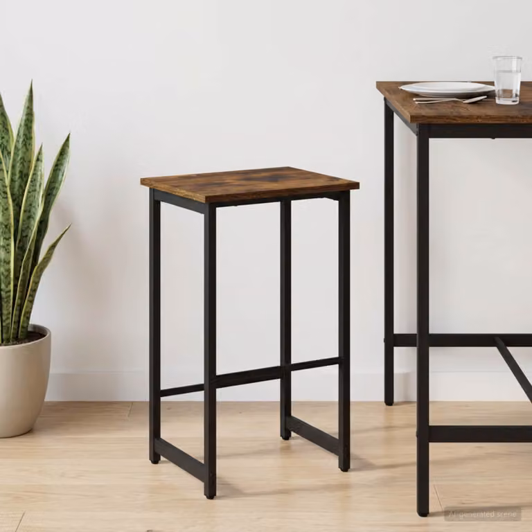 Sgabello da bar moderno vidaXL in legno e metallo colore marrone L/P/H: 40 x 32 x 64 cm