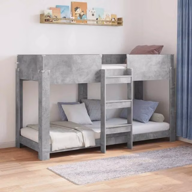 vidaXL Letto a Castello per Bambini Moderno in Legno Grigio L: 196 cm, P: 89 cm, H: 117 cm